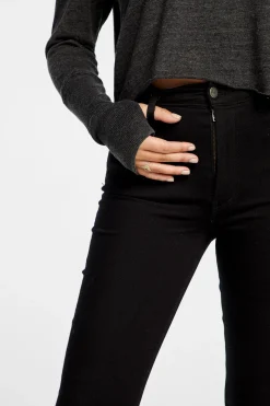 Outlet Chaser Brand Triblend Jersey Cropped Open Neck Long Sleeve Thumbhole Tee