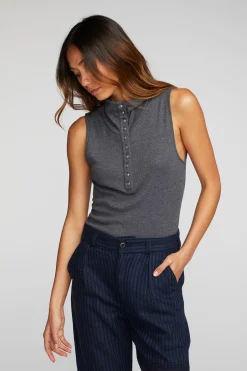 Best Sale Chaser Brand Triblend Rib Knit Button Down Tank