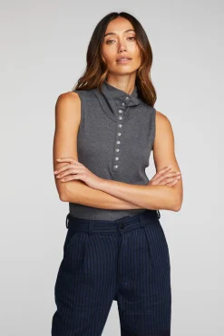 Best Sale Chaser Brand Triblend Rib Knit Button Down Tank