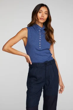 Best Sale Chaser Brand Triblend Rib Knit Button Down Tank