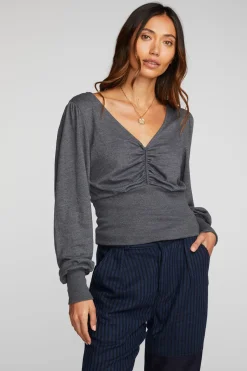 Cheap Chaser Brand Triblend V-neck Long Sleeve Blouse