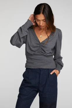 Cheap Chaser Brand Triblend V-neck Long Sleeve Blouse