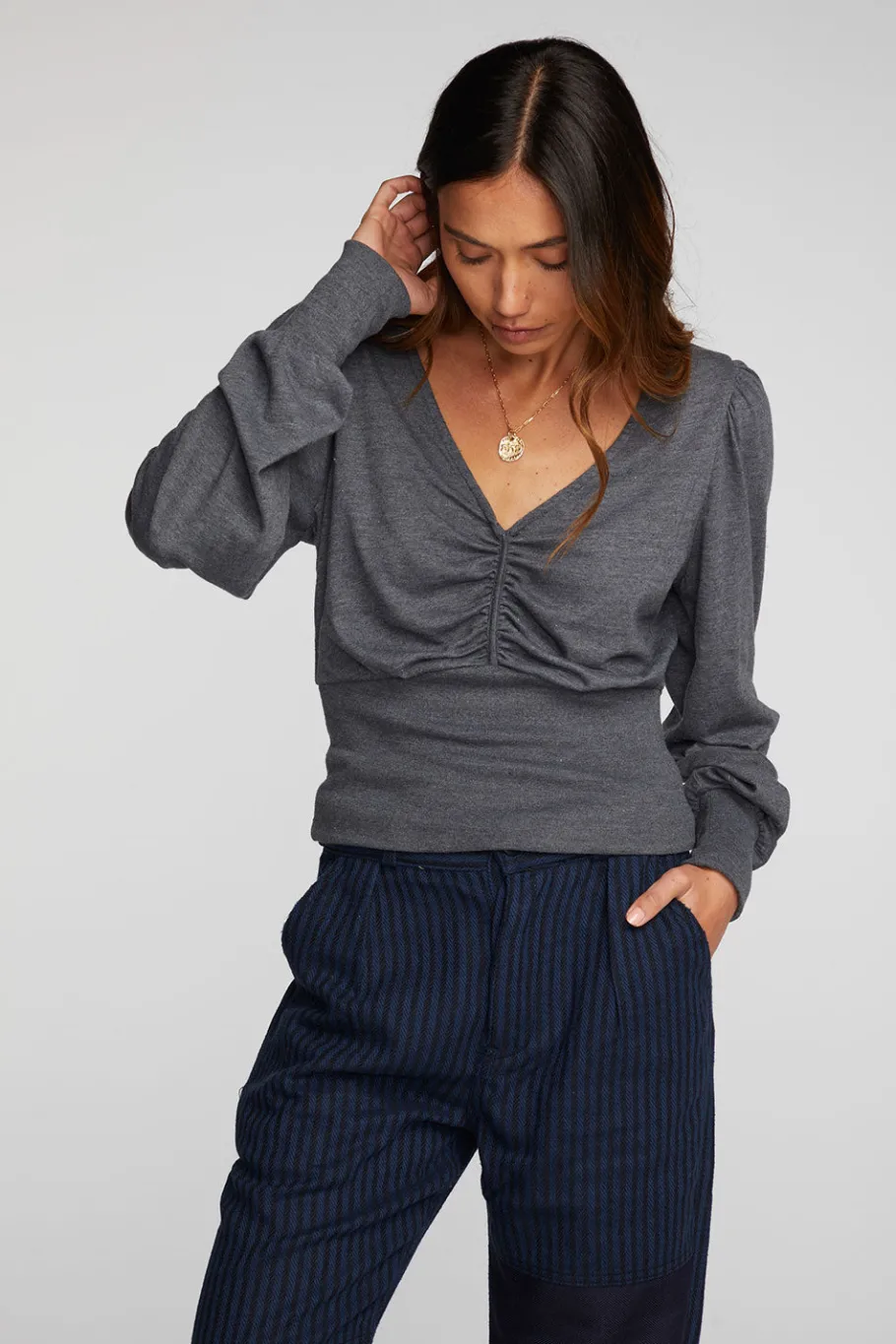 Cheap Chaser Brand Triblend V-neck Long Sleeve Blouse