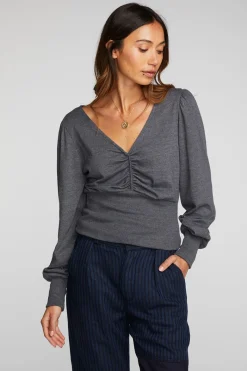 Cheap Chaser Brand Triblend V-neck Long Sleeve Blouse
