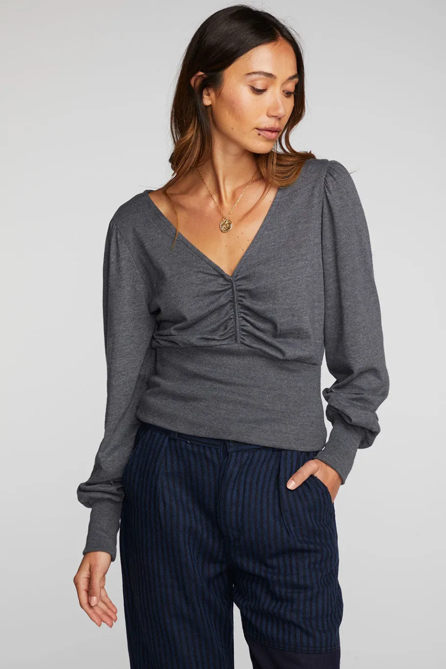 Cheap Chaser Brand Triblend V-neck Long Sleeve Blouse
