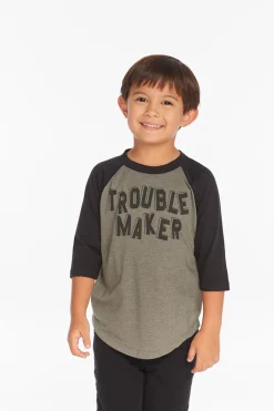 Hot Chaser Brand Trouble Maker Boys Baseball Tee