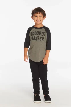Hot Chaser Brand Trouble Maker Boys Baseball Tee