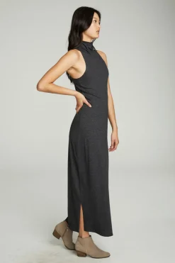 Clearance Chaser Brand Turtle Neck Tank Maxi Dress With Side Slits