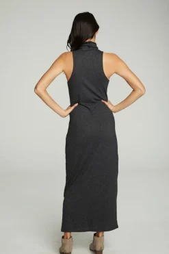 Clearance Chaser Brand Turtle Neck Tank Maxi Dress With Side Slits