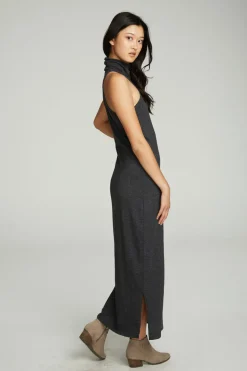 Clearance Chaser Brand Turtle Neck Tank Maxi Dress With Side Slits