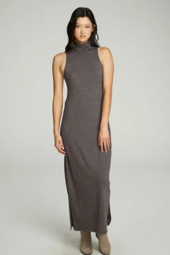 Online Chaser Brand Turtle Neck Tank Maxi Dress With Side Slits