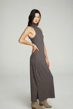 Online Chaser Brand Turtle Neck Tank Maxi Dress With Side Slits