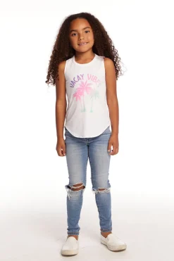 Hot Chaser Brand Vacay Vibes Girls Vintage Jersey Shirttail Muscle