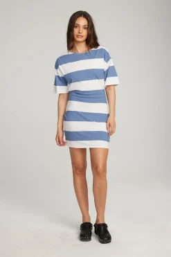 Hot Chaser Brand Villa Vintage Blue Stripe Mini Dress