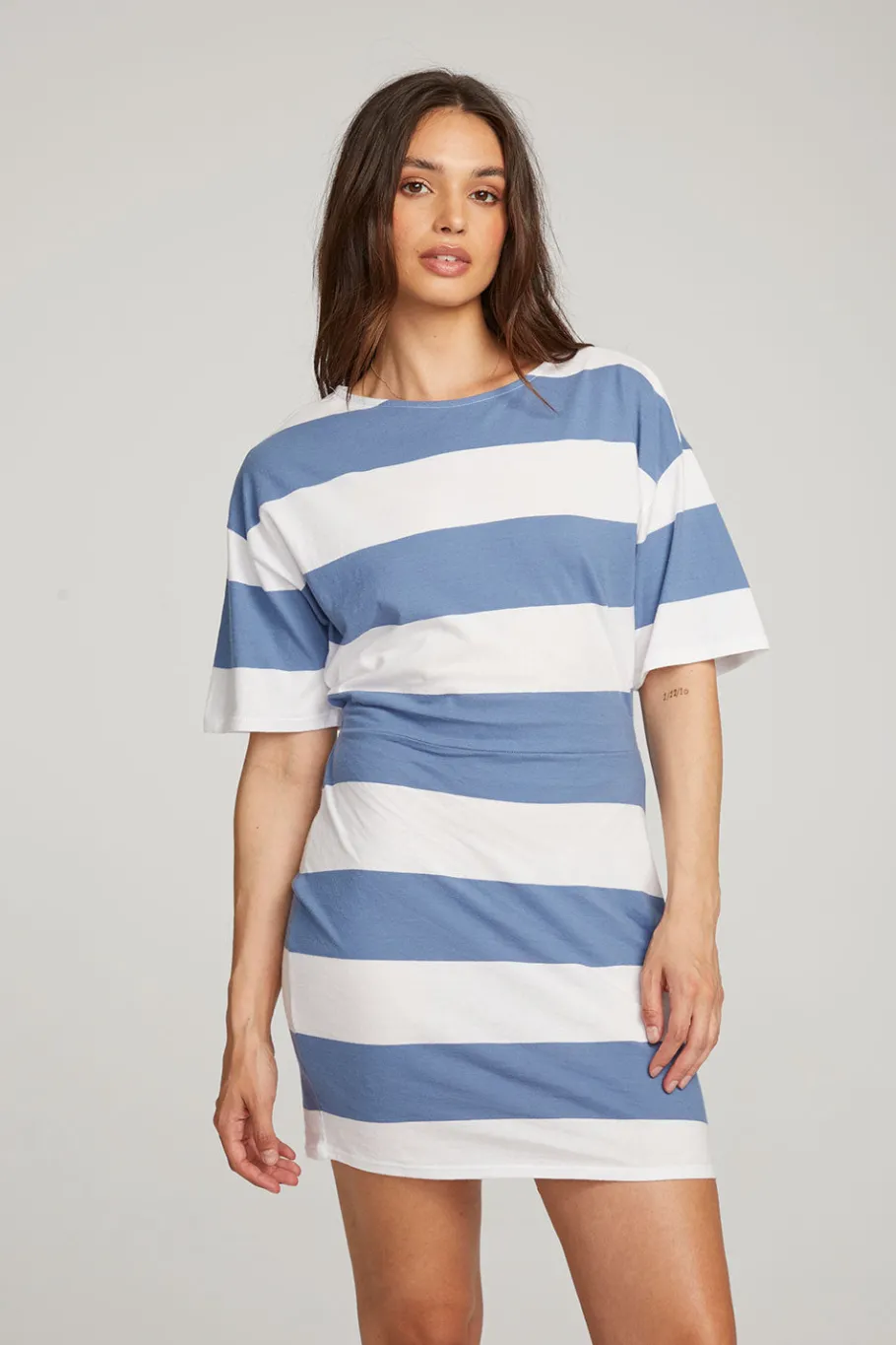 Hot Chaser Brand Villa Vintage Blue Stripe Mini Dress