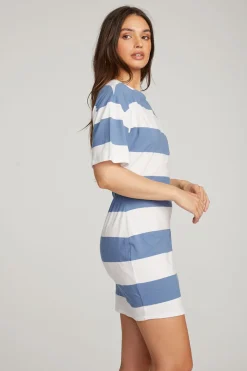 Hot Chaser Brand Villa Vintage Blue Stripe Mini Dress