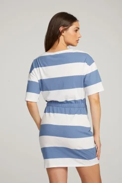 Hot Chaser Brand Villa Vintage Blue Stripe Mini Dress