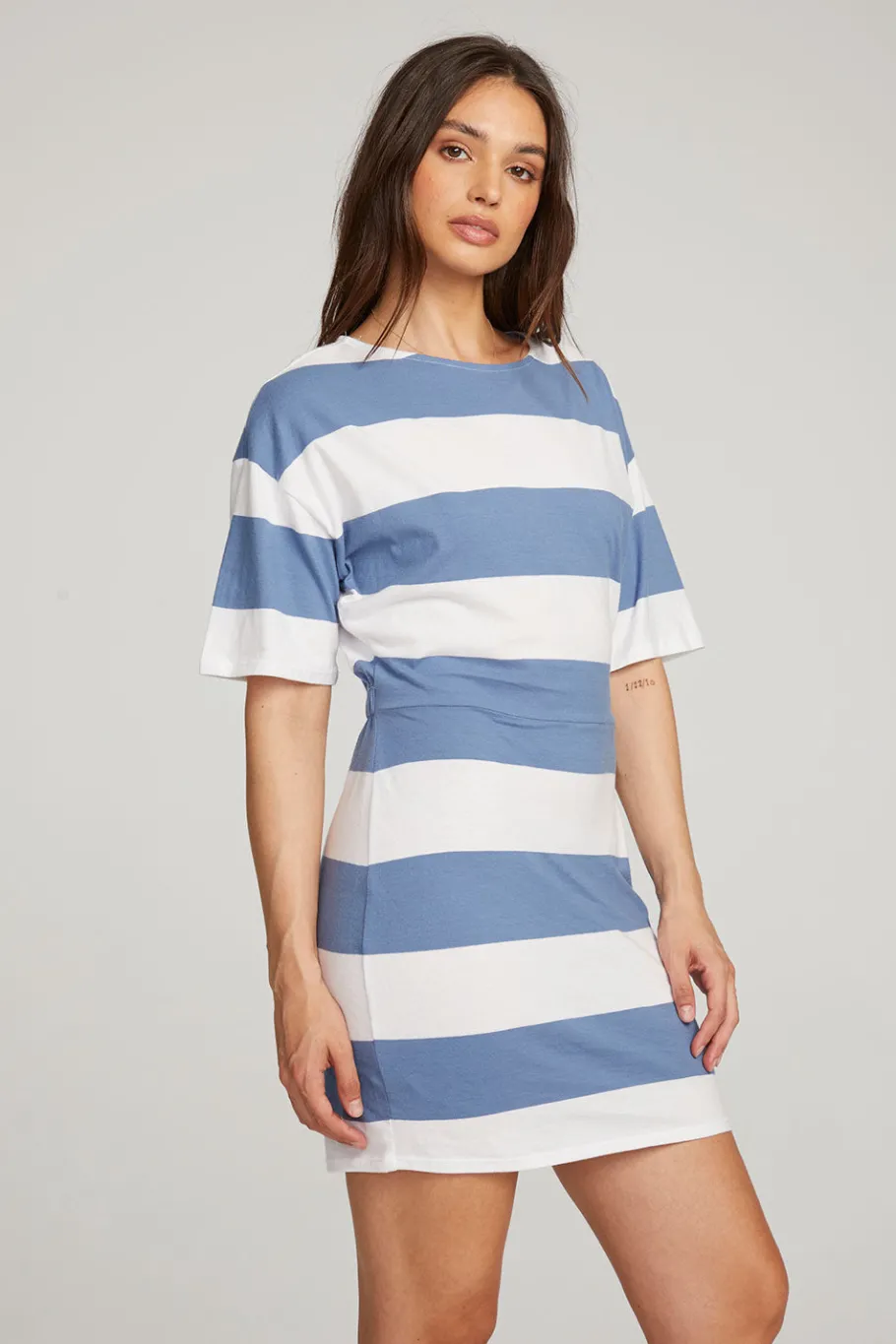 Hot Chaser Brand Villa Vintage Blue Stripe Mini Dress