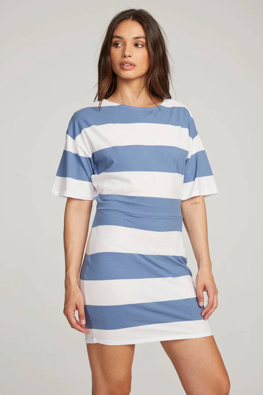 Hot Chaser Brand Villa Vintage Blue Stripe Mini Dress