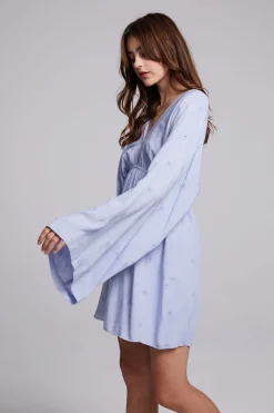 Sale Chaser Brand Waverly Faded Denim Blue Mini Dress