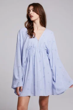 Sale Chaser Brand Waverly Faded Denim Blue Mini Dress