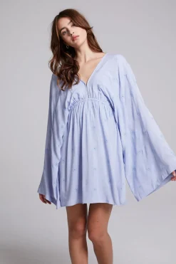 Sale Chaser Brand Waverly Faded Denim Blue Mini Dress