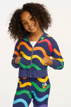 New Chaser Brand Wavy Flower Rainbow Zip-up Hoodie