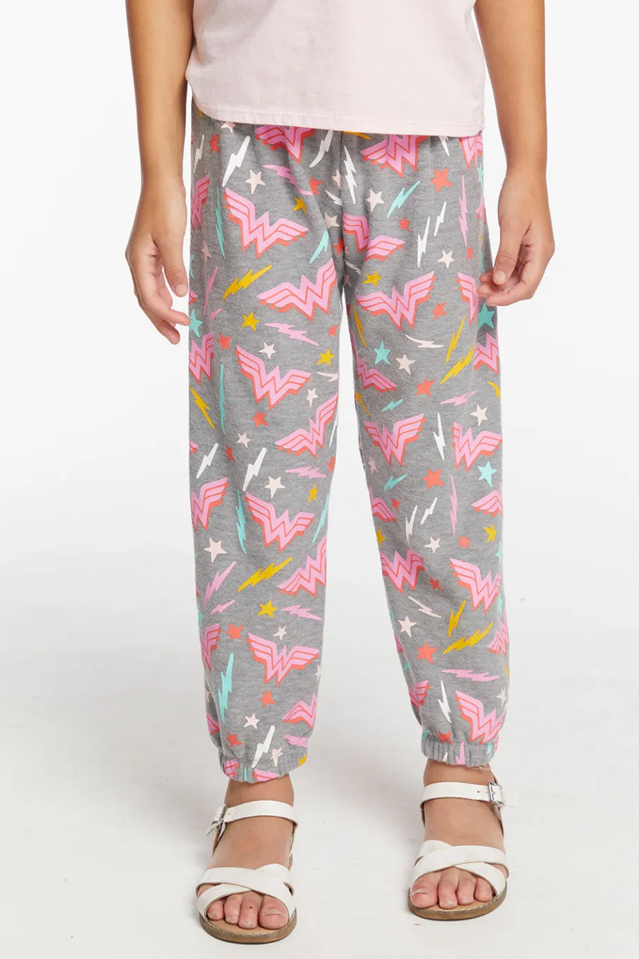 Flash Sale Chaser Brand Wonder Woman All Over Logo Girls Cozy Knit Sweatpant