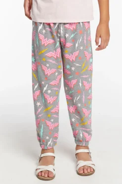 Flash Sale Chaser Brand Wonder Woman All Over Logo Girls Cozy Knit Sweatpant