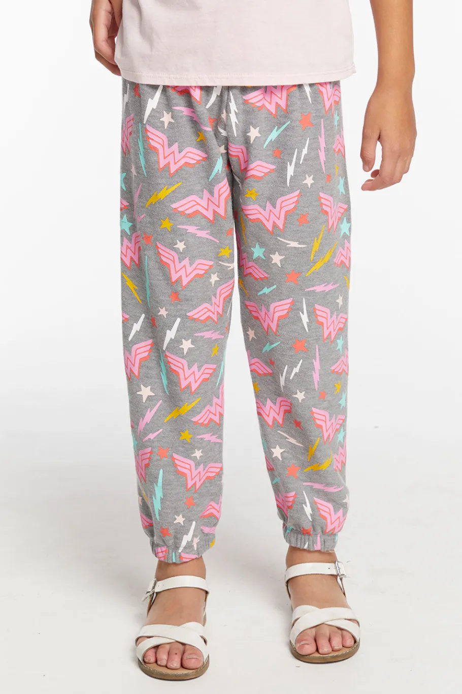 Flash Sale Chaser Brand Wonder Woman All Over Logo Girls Cozy Knit Sweatpant