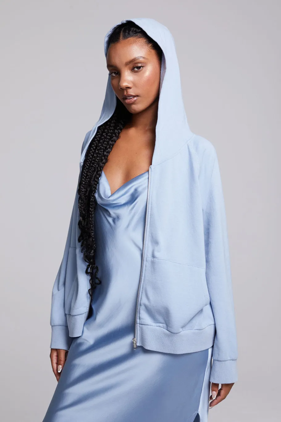 Online Chaser Brand Yaro Blue Grotto Zip Up Sweatshirt