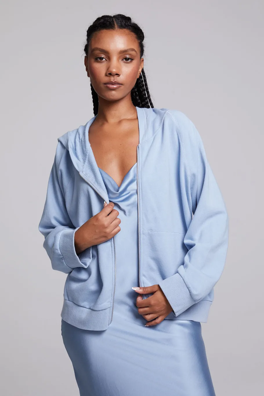 Online Chaser Brand Yaro Blue Grotto Zip Up Sweatshirt