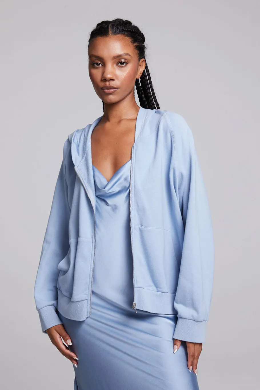 Online Chaser Brand Yaro Blue Grotto Zip Up Sweatshirt