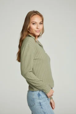 New Chaser Brand Zip Up Mock Neck Long Sleeve Pullover