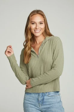 New Chaser Brand Zip Up Mock Neck Long Sleeve Pullover