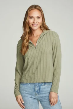 New Chaser Brand Zip Up Mock Neck Long Sleeve Pullover