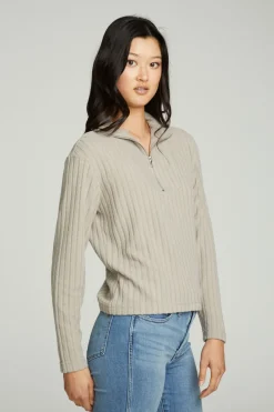 Best Sale Chaser Brand Zip Up Mock Neck Long Sleeve Pullover