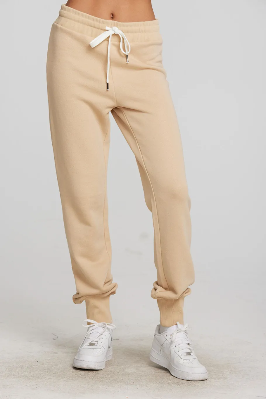 Cheap Chaser Brand Zuma Cotton Terry Joggers With Rib And Shoestring Tie